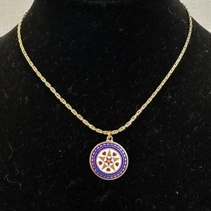 Vintage 1970s Prosperity Charm Pendant Necklace